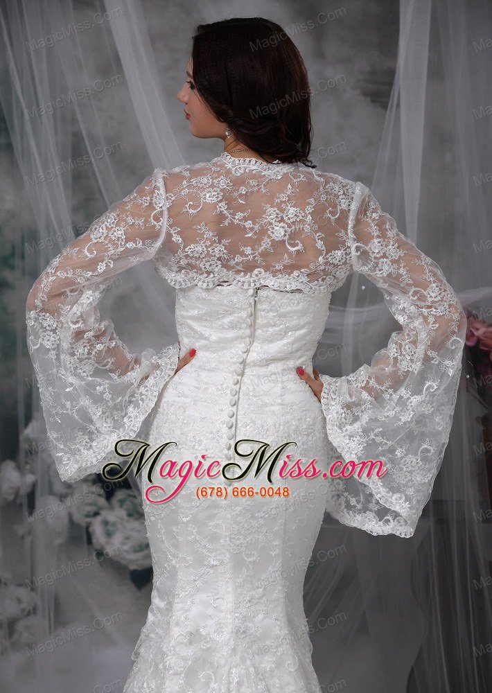 wholesale modest mermaid strapless court train lace wedding dress